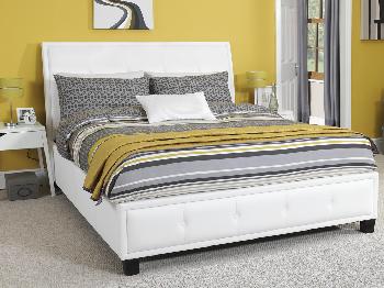 Serene Catania Double White Faux Leather Bed Frame