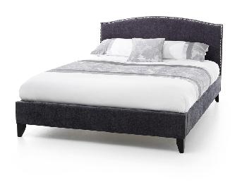Serene Charlotte Double Charcoal Fabric Bed Frame with Ebony Feet