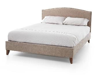 Serene Charlotte Double Mink Fabric Bed Frame with Walnut Feet