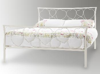 Serene Chloe Double Ivory Metal Bed Frame