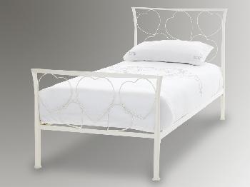 Serene Chloe Single Ivory Metal Bed Frame
