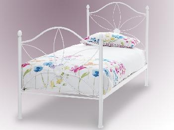Serene Daisy Single White Metal Bed Frame