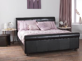 Serene Ferrara Double Brown Faux Leather Bed Frame