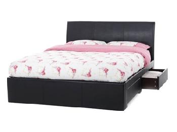 Serene Furnishings Anzio Black 6' Super King Black 4 Drawer Leather Bed