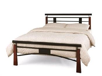 Serene Furnishings Armstrong 5' King Size Black and Oak Metal Bed