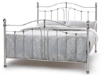 Serene Furnishings Camilla Satin Nickel 5' King Size Satin Nickel Metal Bed
