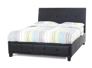 Serene Furnishings Catania 4' Small Double Black Leather Bed