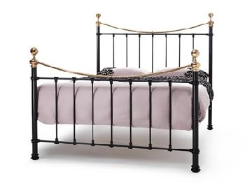 Serene Furnishings Ethan Black/Brass 4' Small Double Metal Bed
