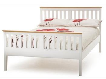 Serene Furnishings Grace Opal White High Footend 4' 6 Double Opal White Wooden Bed