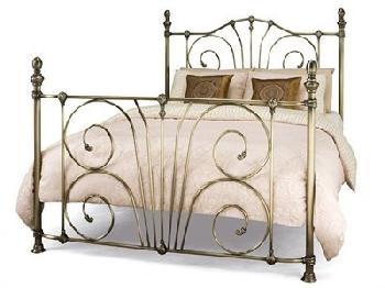 Serene Furnishings Jessica 4' Small Double Antique Brass Metal Bed