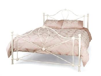 Serene Furnishings Lyon 4' 6 Double Glossy Ivory Metal Bed