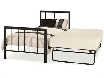 Serene Furnishings Modena 3' Single Glossy Black Stowaway Bed