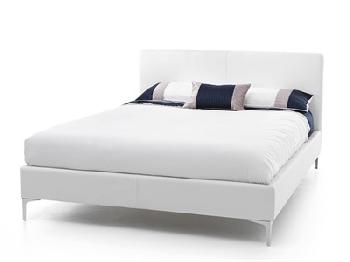 Serene Furnishings Monza White 4' 6 Double White Leather Bed