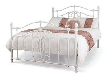 Serene Furnishings Nice 4' 6 Double Glossy White Metal Bed