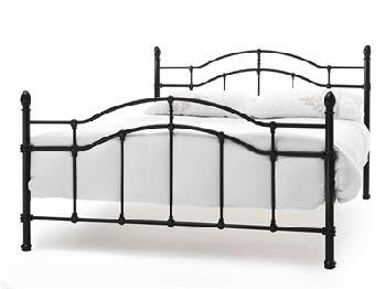 Serene Furnishings Paris 4' Small Double Glossy Black Metal Bed