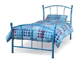 Serene Furnishings Penny 3' Single Blue Metal Bed