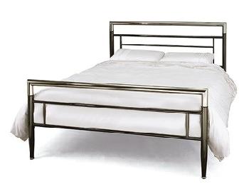 Serene Furnishings Pluto 4' 6 Double Black Nickel Metal Bed