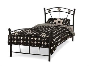 Serene Furnishings Soccer 3' Single Glossy Black Metal Bed