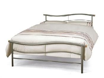 Serene Furnishings Waverly 4' 6 Double Silver Metal Bed