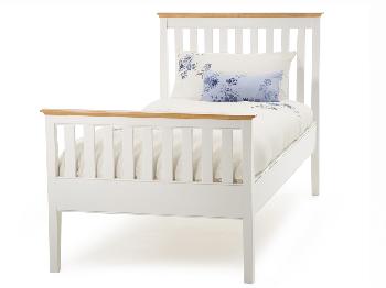 Serene Grace Single Opal White Wooden Bed Frame (High Footend)