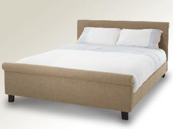 Serene Hazel Double Wholemeal Fabric Bed Frame with Mahogany Feet