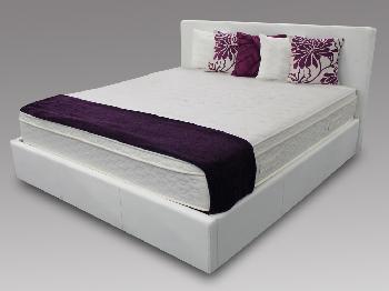 Serene Lucca Double White Faux Leather Ottoman Bed Frame