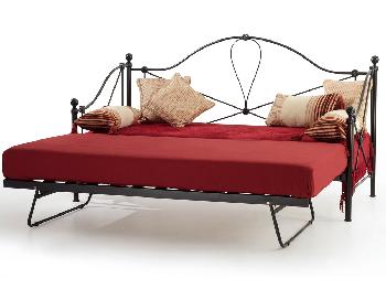 Serene Lyon Black Metal Day Bed with Guest Bed Frame