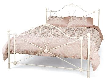 Serene Lyon Double Ivory Metal Bed Frame