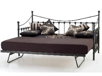 Serene Marseilles Black Metal Day Bed with Guest Bed Frame