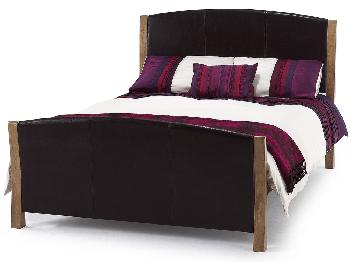 Serene Milano Double Brown Faux Leather Bed Frame