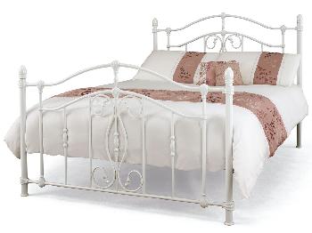 Serene Nice King Size White Metal Bed Frame