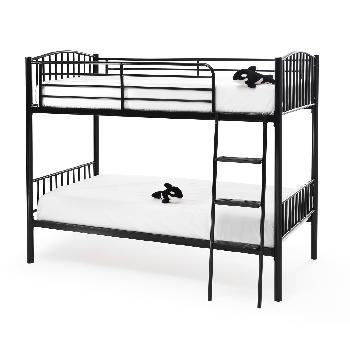 Serene Oslo Black Bunk Bed with Mattress and Bedding Bundle