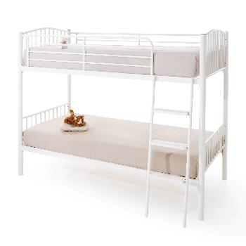 Serene Oslo White Bunk Bed with Mattress and Bedding Bundle