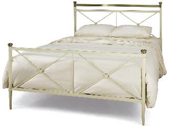 Serene Pasha Double Ivory Metal Bed Frame