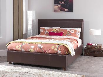 Serene Siena Double Brown Faux Leather Bed Frame