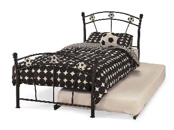 Serene Soccer Black Metal Football Guest Bed Frame