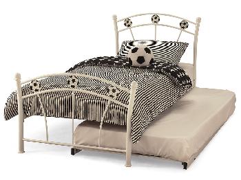 Serene Soccer White Metal Football Guest Bed Frame