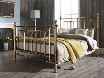 Serene Solomon King Size Brass Metal Bed Frame