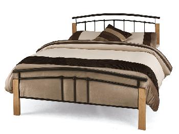 Serene Tetras Double Black Metal and Beech Bed Frame