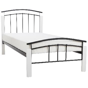 Serene Tetras Metal and Wooden Bed Frame in White and Black Single