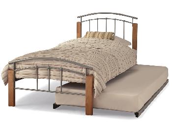 Serene Tetras Silver Metal and Beech Guest Bed Frame