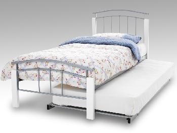 Serene Tetras Silver Metal and White Guest Bed Frame