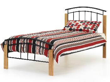 Serene Tetras Single Black Metal and Beech Bed Frame