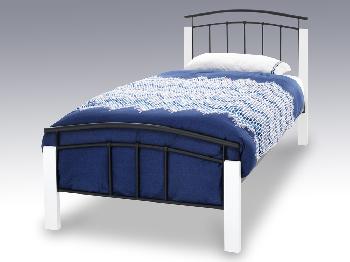 Serene Tetras Single Black Metal and White Bed Frame