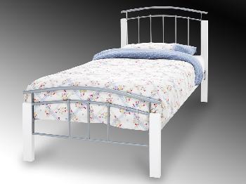 Serene Tetras Single Silver Metal and White Bed Frame