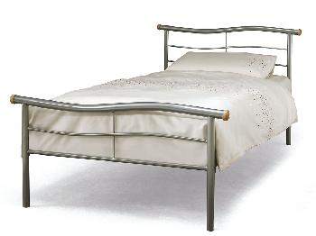 Serene Waverly Single Silver Metal Bed Frame