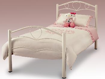 Serene Yasmin Single White Metal Bed Frame
