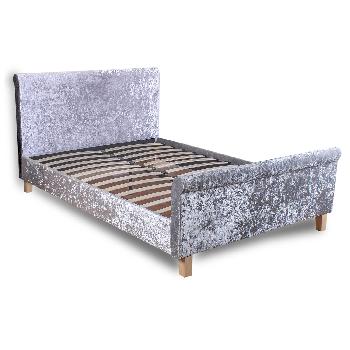 Shelby Fabric Bed - Double - Grey Crushed Velvet
