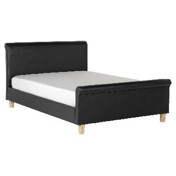 Shelby Leather Bed - Double - Black
