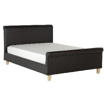 Shelby Leather Bed - Double - Brown